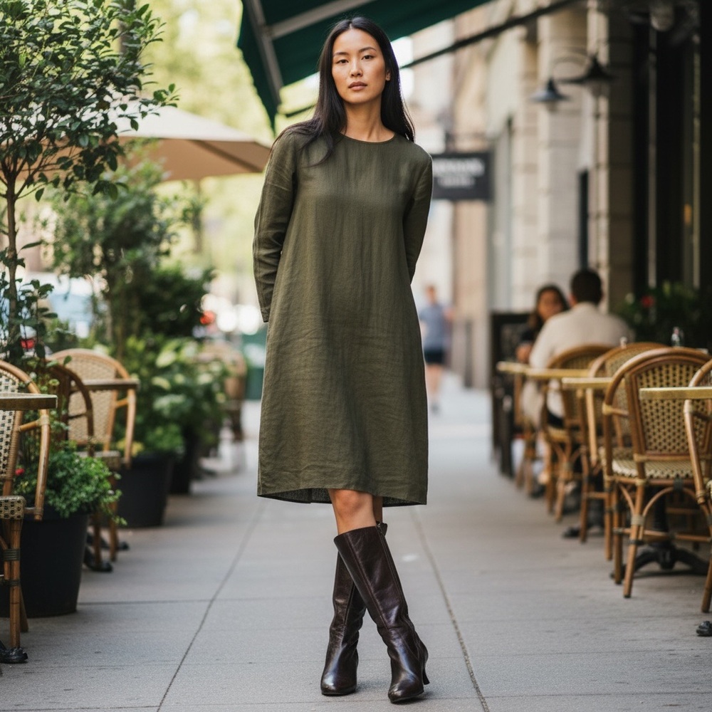 Bandolino Dark Brown Leather Boots Vintage 2.5 Inch Heels Size 9 1/2 Medium